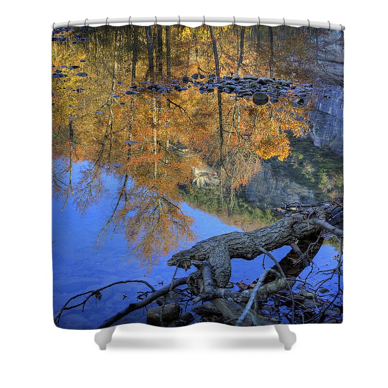 Big Bluff Shower Curtain featuring the photograph Fall Color at Big Bluff #1 by Michael Dougherty