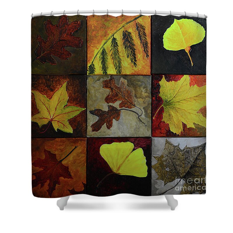 Leaf Shower Curtain featuring the painting Fall Leaves #2 by Charles Owens