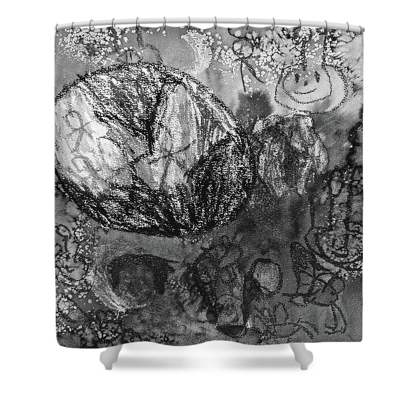 Shower Curtain featuring the painting Family Outer Space by Abigail White