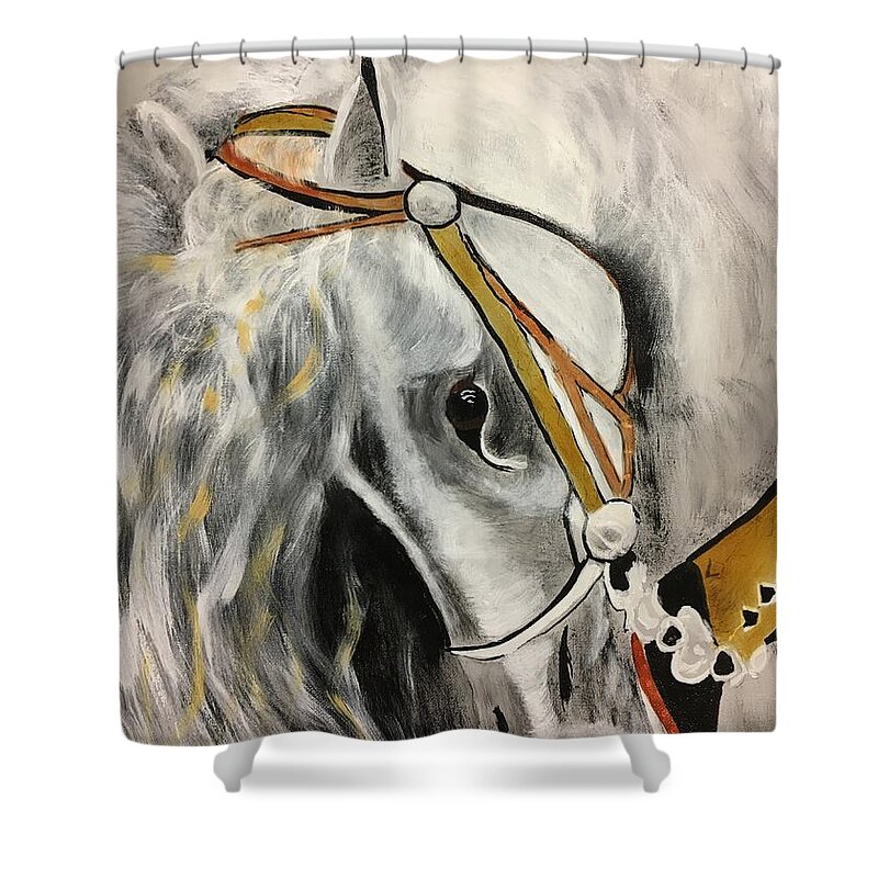 Horse Shower Curtain featuring the painting Fantasy Horse #1 by David Bartsch
