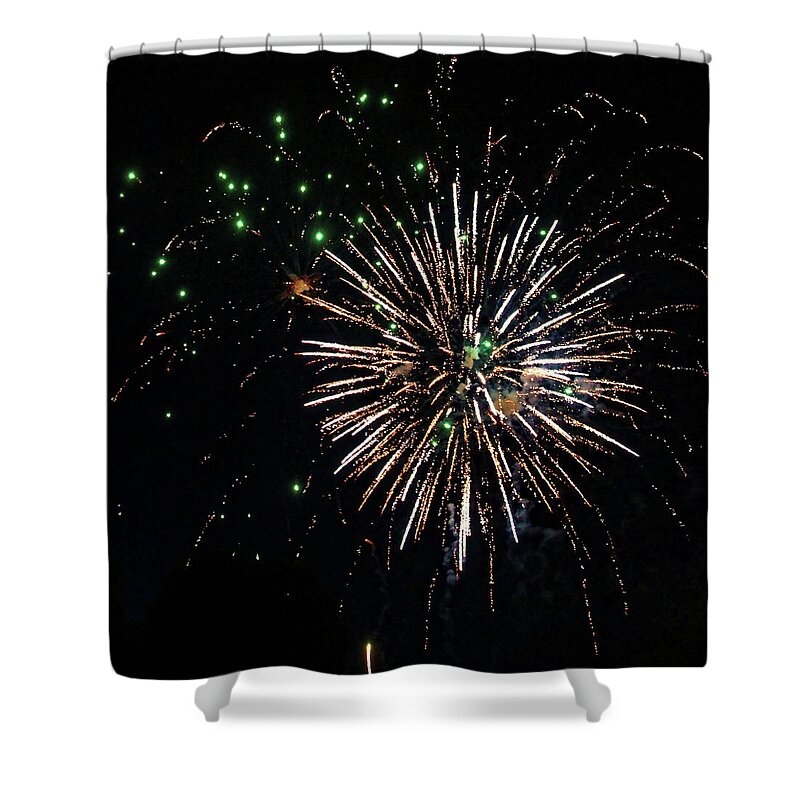 Night Shower Curtain featuring the photograph Fireworks2 by Doolittle Photography and Art
