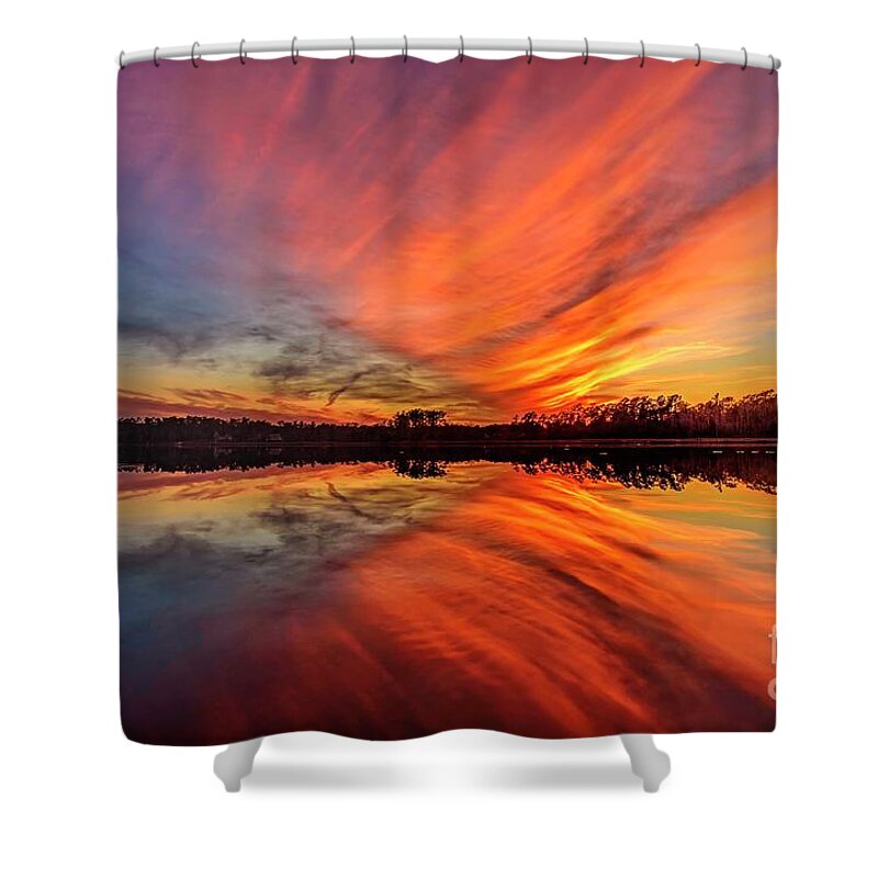 Sunset Shower Curtain featuring the photograph Fire Water by DJA Images