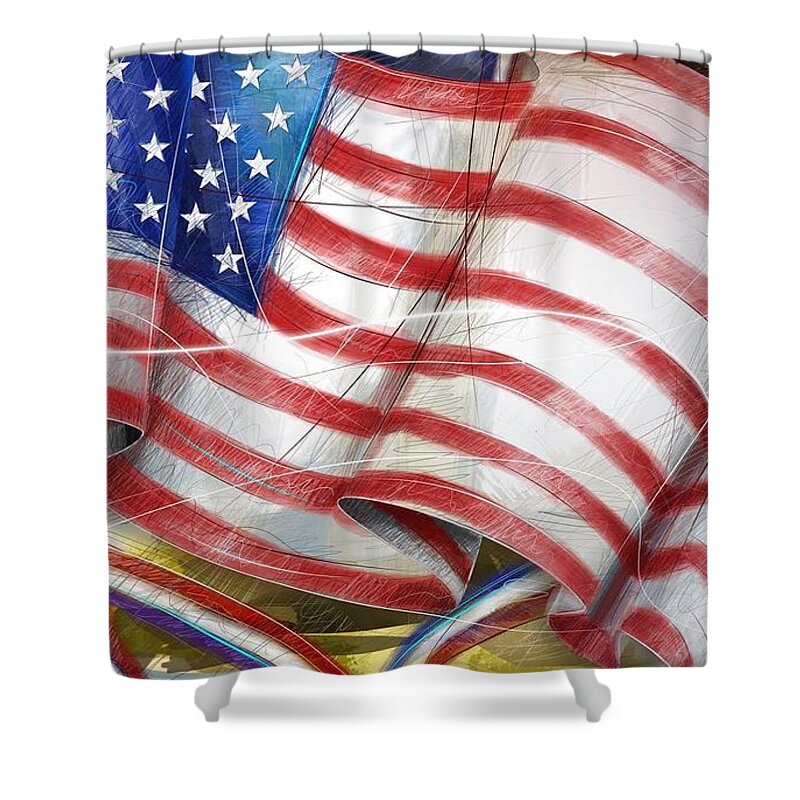 Flag Shower Curtain featuring the digital art Flag #1 by Super Lovely
