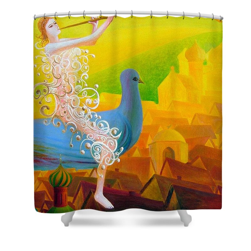 Flight Of The Soul Shower Curtain featuring the painting Flight of the Soul #2 by Israel Tsvaygenbaum