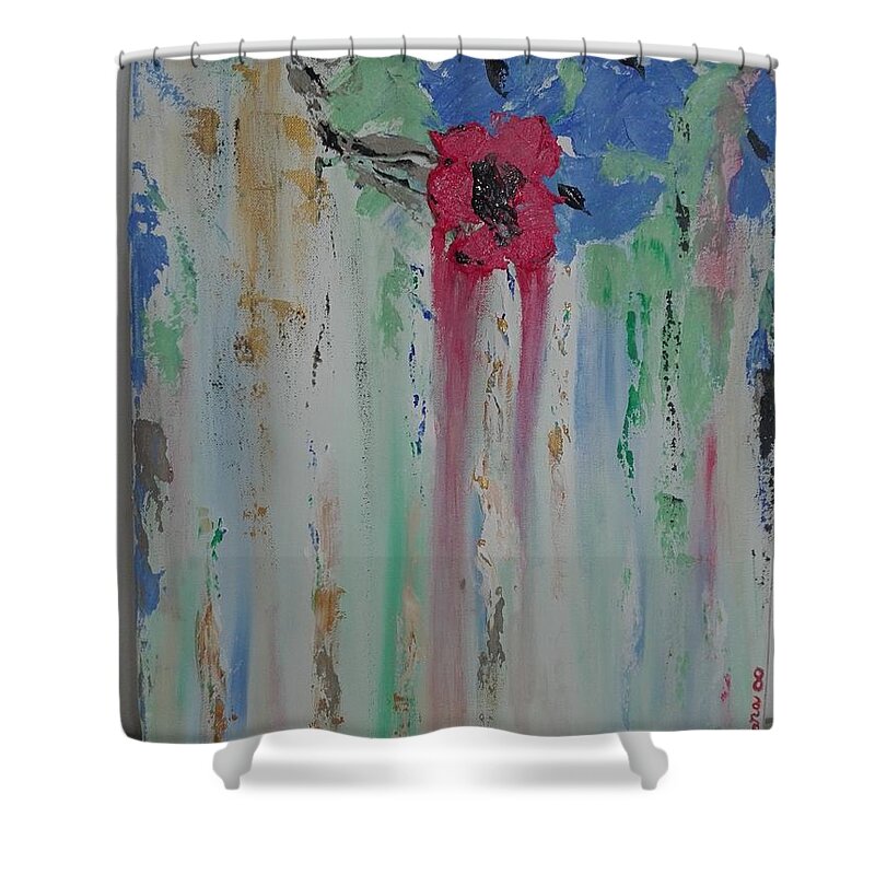 Abstract Shower Curtain featuring the painting Flori #1 by Clara Tanasie