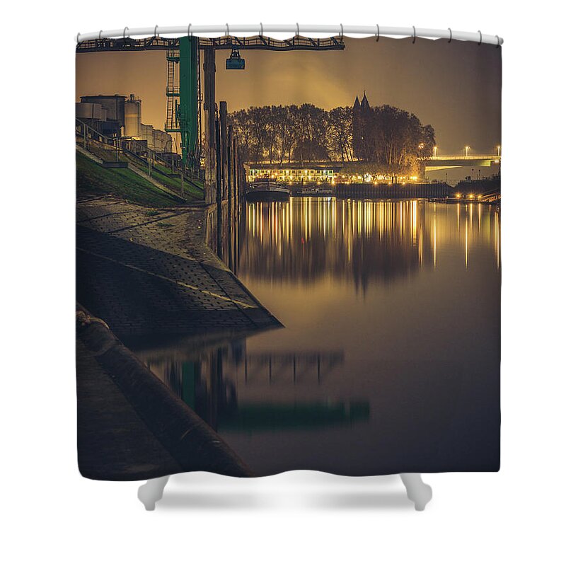 River Shower Curtain featuring the photograph Flosshafen Worms #1 by Marc Braner