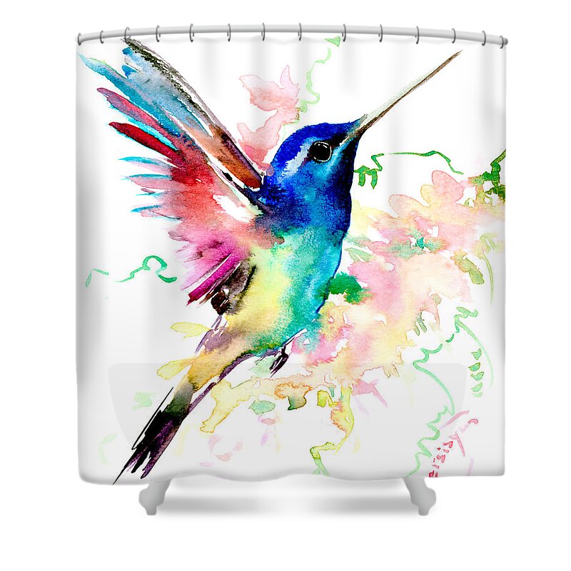 Halloween Shower Curtain featuring the painting Flying Hummingbird #1 by Suren Nersisyan
