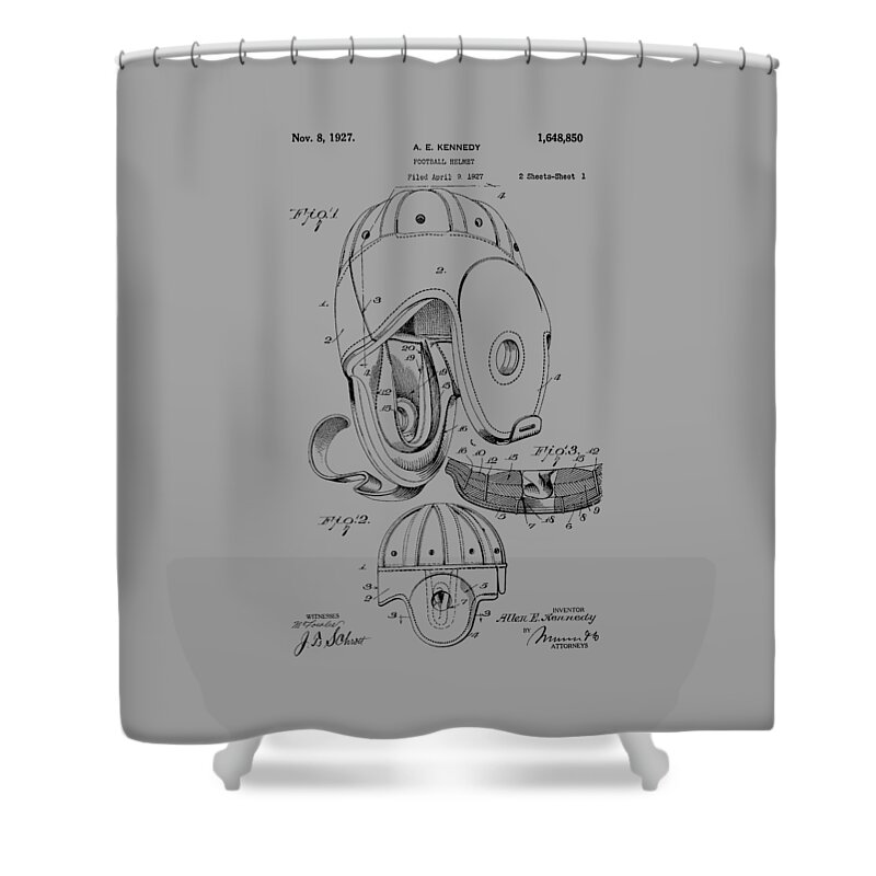 Football Shower Curtain featuring the photograph Football Helmet Patent From 1927 #2 by Chris Smith