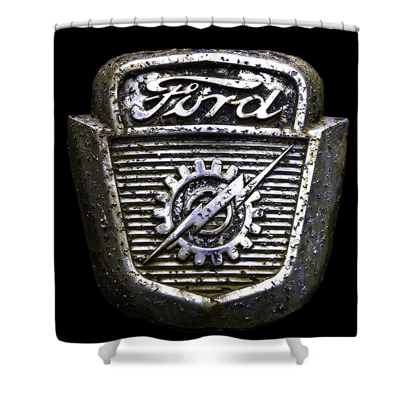 Ford Shower Curtain featuring the photograph Ford Emblem by Debra and Dave Vanderlaan