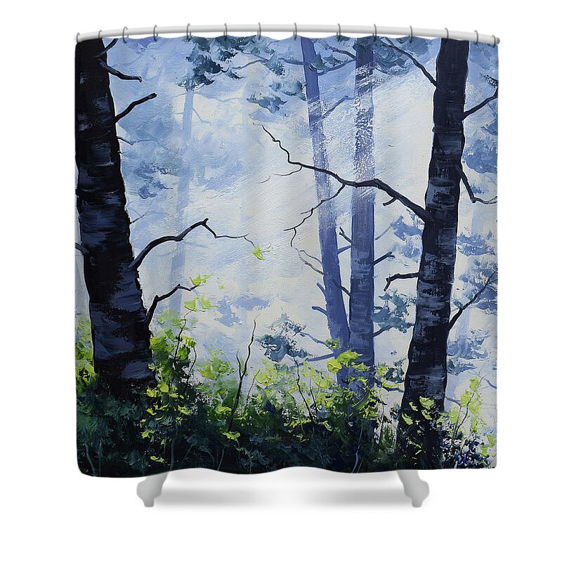 Forest Shower Curtain featuring the painting Forest Light by Graham Gercken