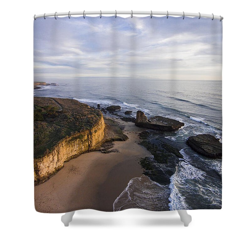 Above Shower Curtain featuring the photograph Four Mile Sea Stack by David Levy