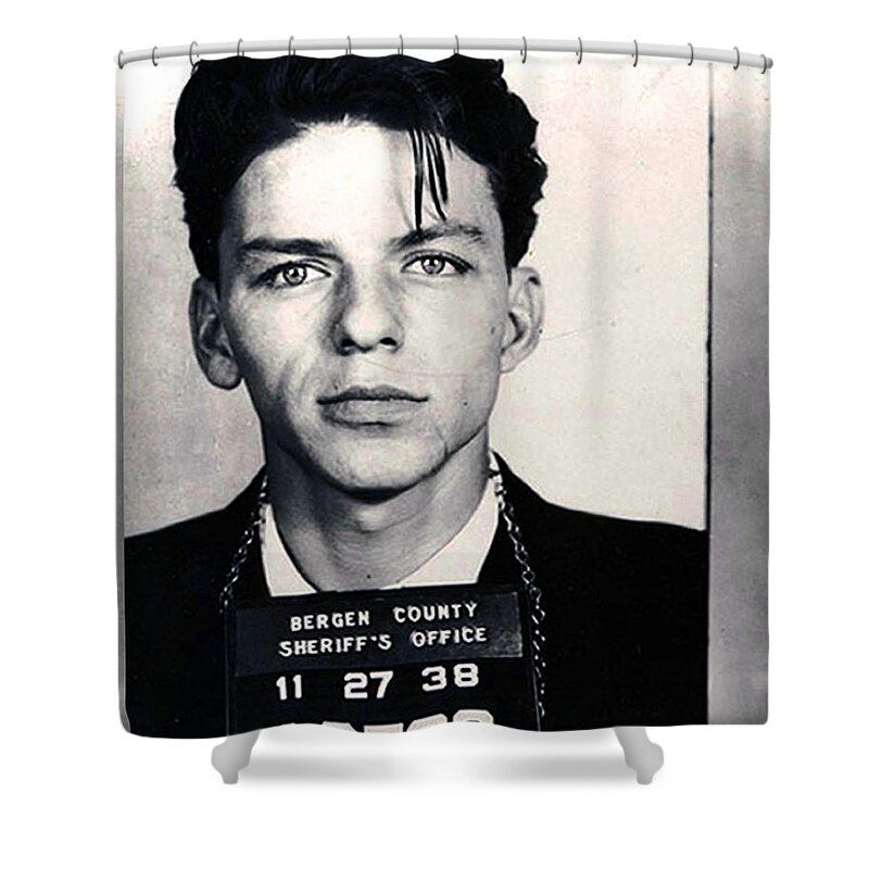 Frank Sinatra Shower Curtain featuring the photograph Frank Sinatra Mug Shot Vertical by Tony Rubino