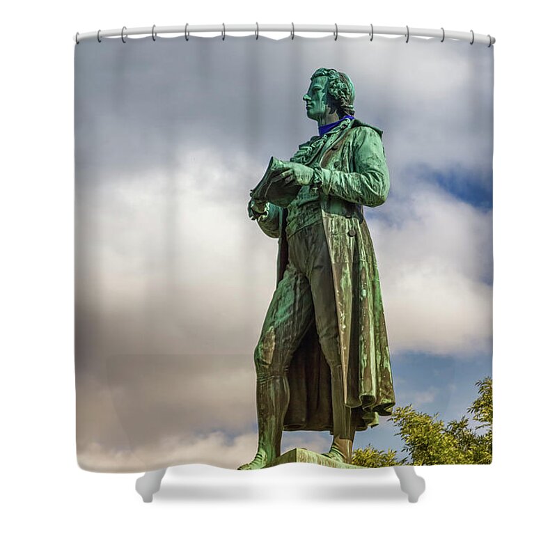 Schillerplatz Shower Curtain featuring the photograph Friedrich Schiller statue, Vienna, Austria #1 by Elenarts - Elena Duvernay photo