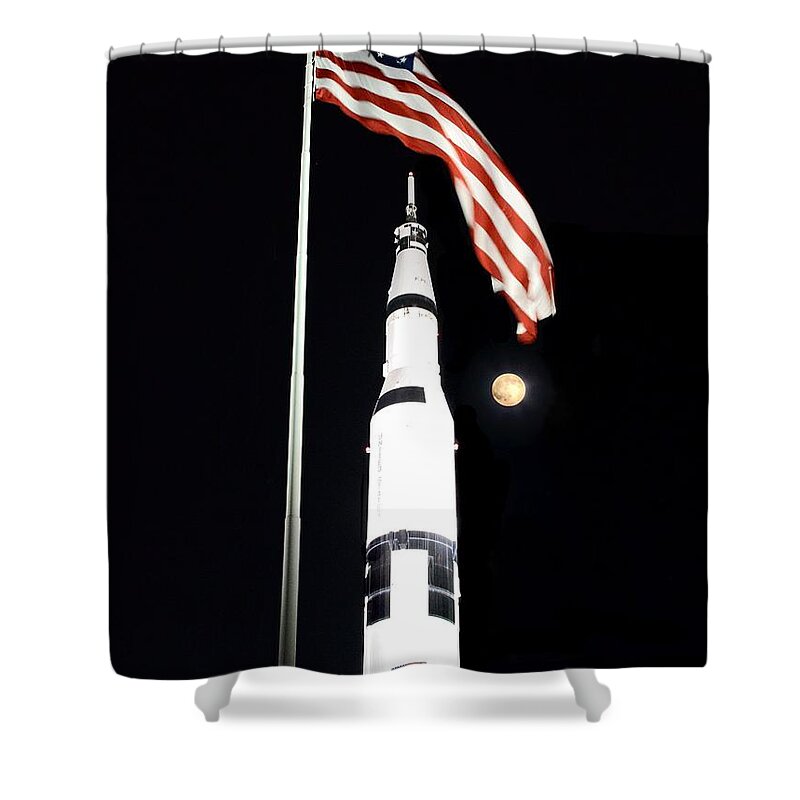 Saturn V Shower Curtain featuring the photograph From Here to There #1 by Jeannee Gannuch