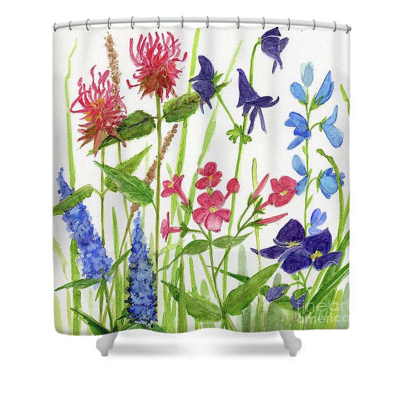 Painting Shower Curtain featuring the painting Garden Flowers #1 by Laurie Rohner