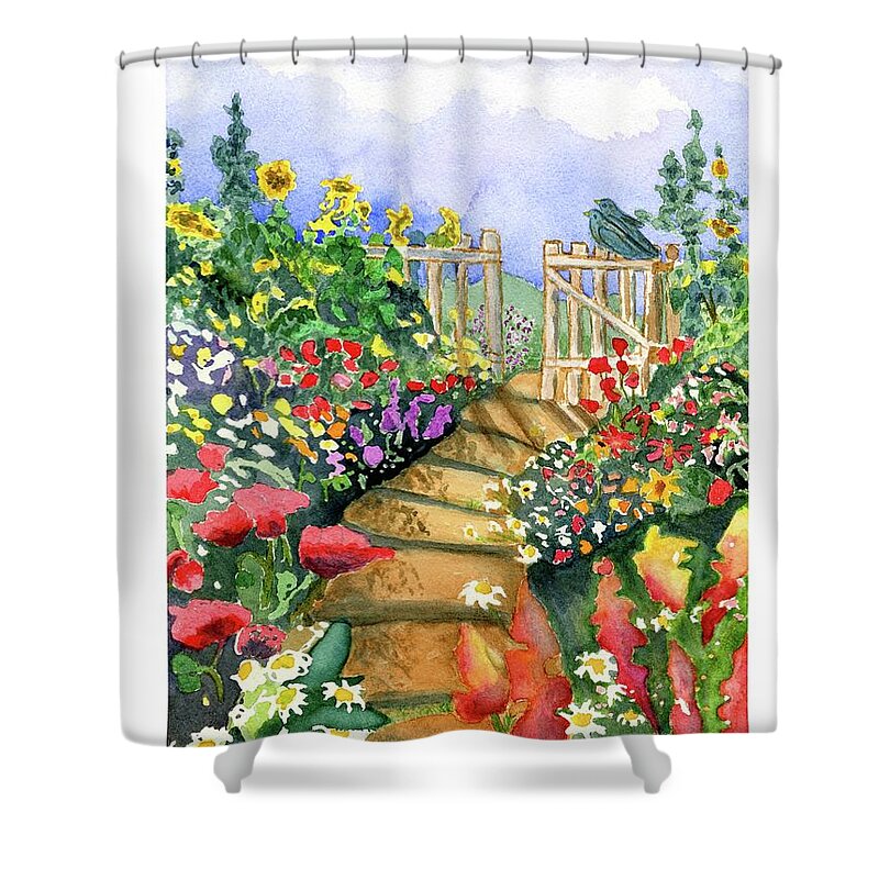 Landscape Shower Curtain featuring the painting Pathway to Heaven by Sue Carmony