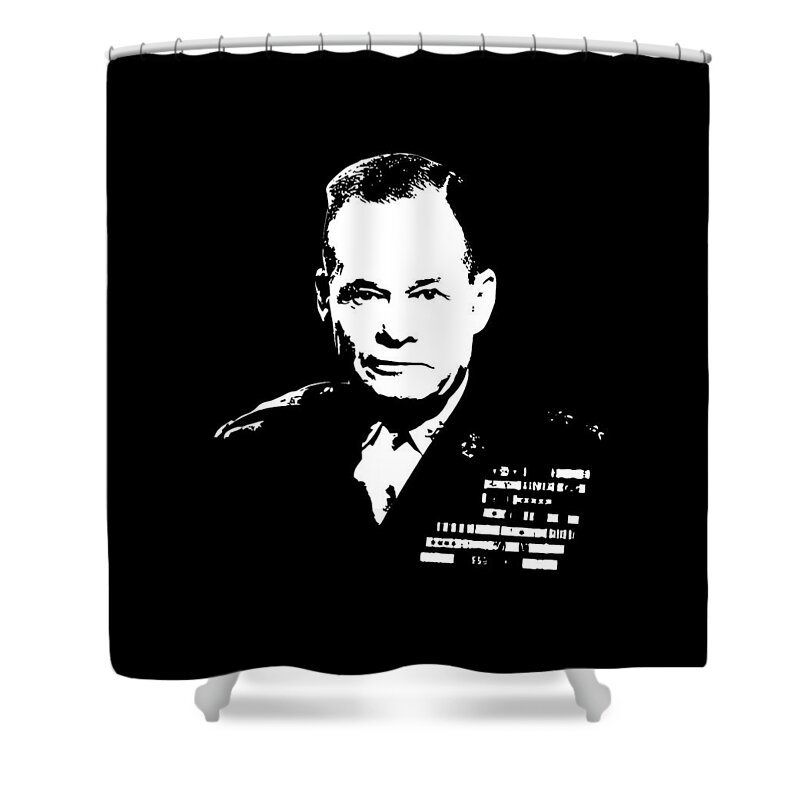 Chesty Puller Shower Curtain featuring the digital art General Lewis Chesty Puller by War Is Hell Store