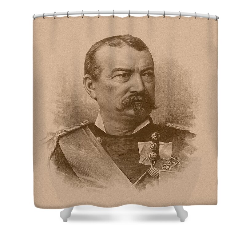Civil War Shower Curtain featuring the drawing General Philip Sheridan by War Is Hell Store