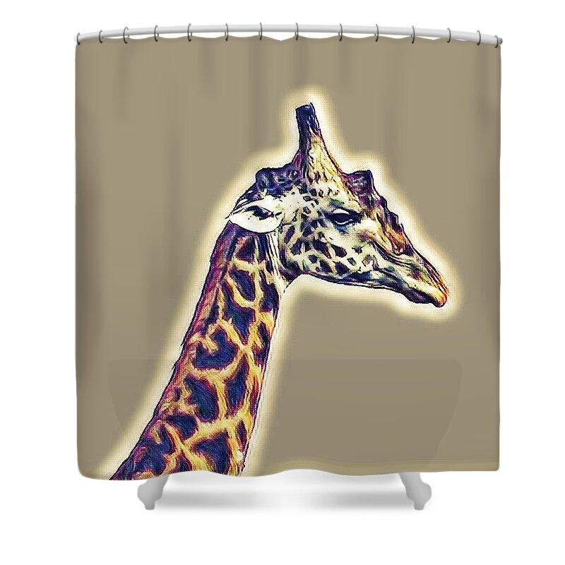 Giraffe Shower Curtain featuring the photograph Giraffe #1 by Gini Moore