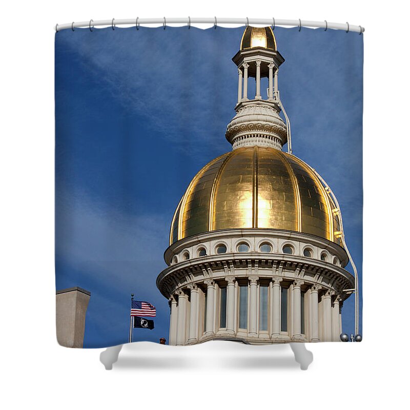New Jersey Shower Curtain featuring the photograph Gold dome of the New Jersey State Capitol #2 by Anthony Totah