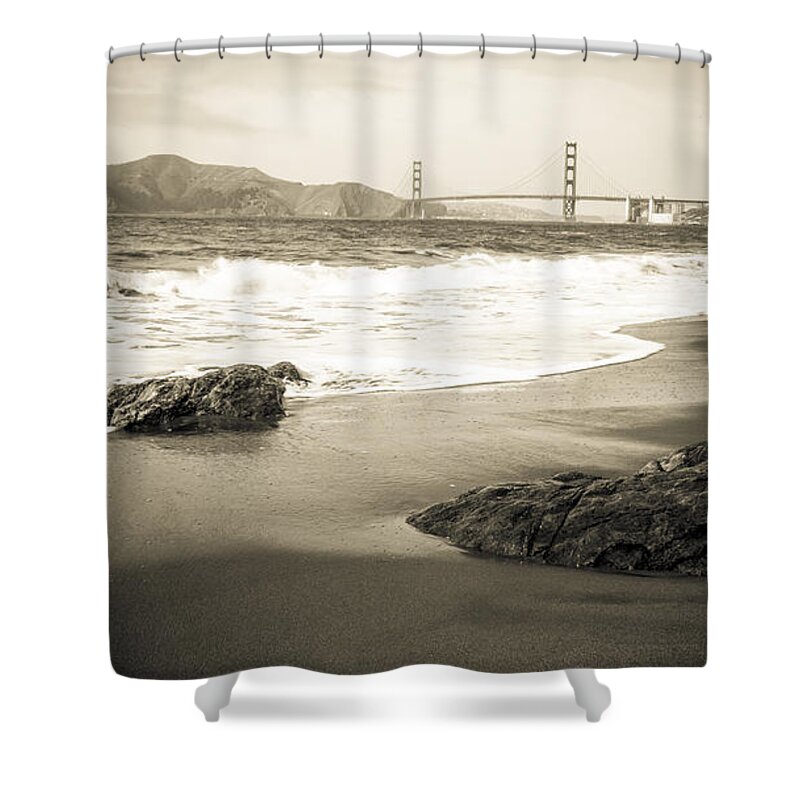 Golden Gate Bridge Shower Curtain featuring the photograph Golden Gate Bridge #1 by Lev Kaytsner