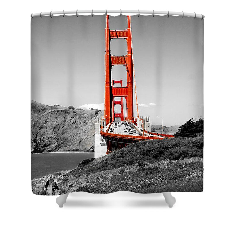 City Shower Curtain featuring the photograph Golden Gate by Greg Fortier
