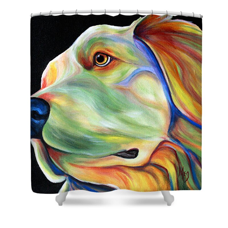 Oil Shower Curtain featuring the painting Golden Retriever #1 by Meg Keeling