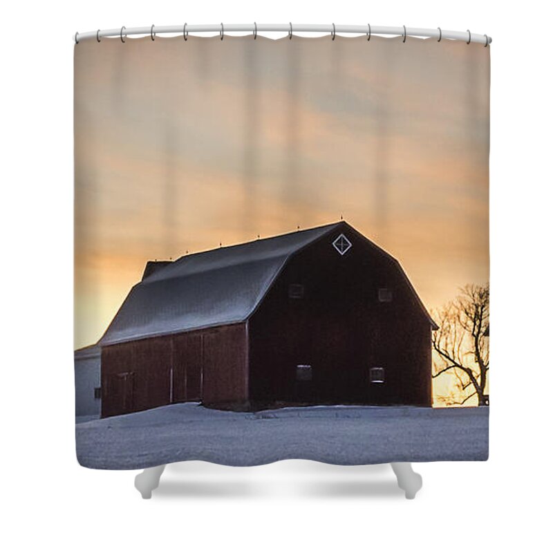 Barn Shower Curtain featuring the photograph Good Morning #1 by Joann Long