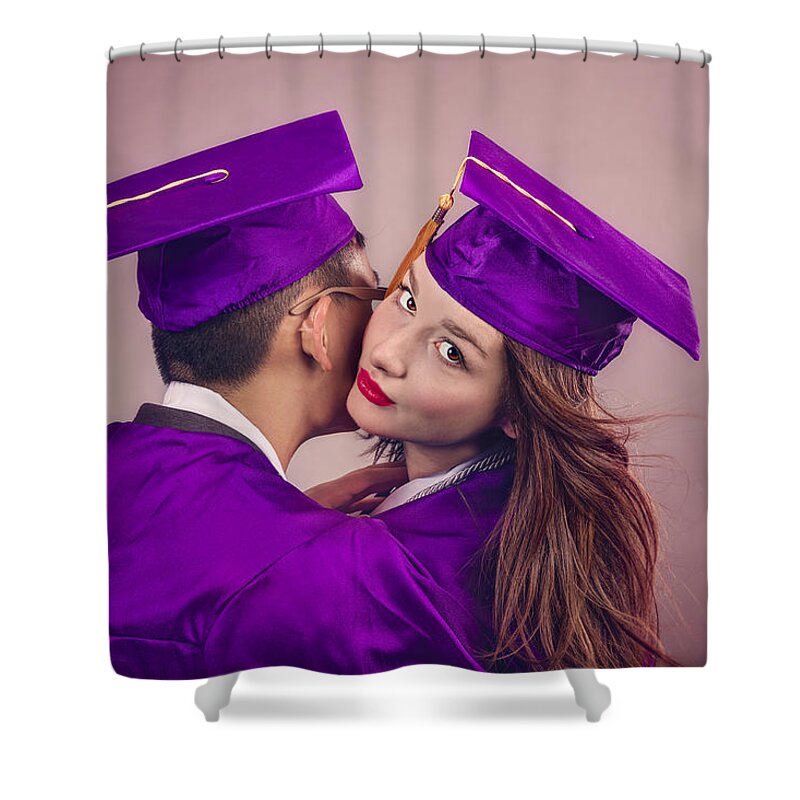 People Shower Curtain featuring the photograph Graduation Couple #1 by Peter Lakomy
