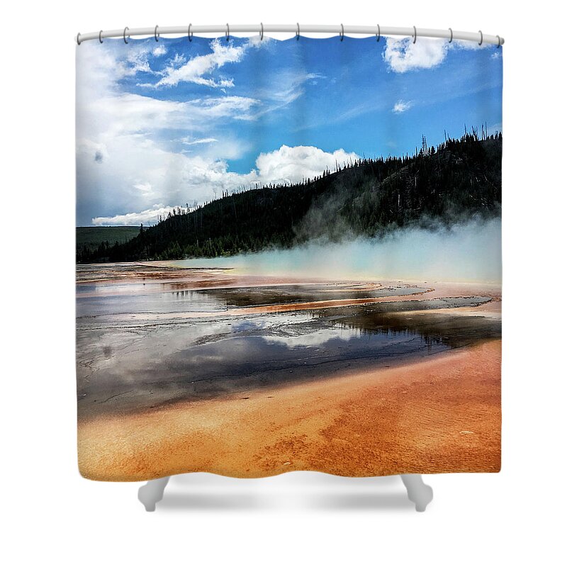 Hot Spring Shower Curtain featuring the photograph Grand Prismatic Spring #1 by Aparna Tandon