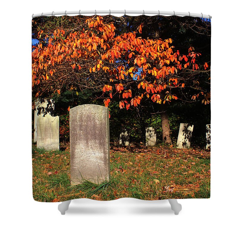 Graveyard Shower Curtain featuring the photograph Graveyard Commack New York #1 by Bob Savage
