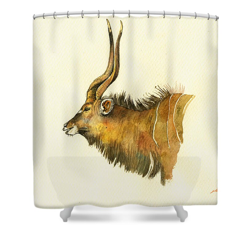 Eland Shower Curtain featuring the painting Greater Kudu by Juan Bosco