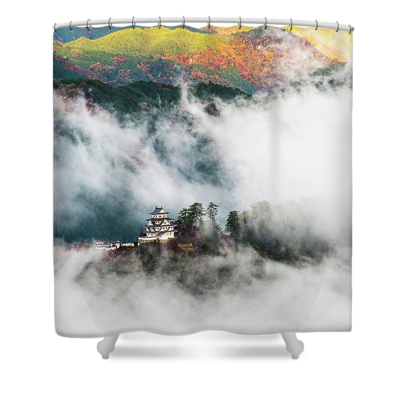 Landscape Shower Curtain featuring the photograph Gujyo Hachiman Castle #1 by Hisao Mogi