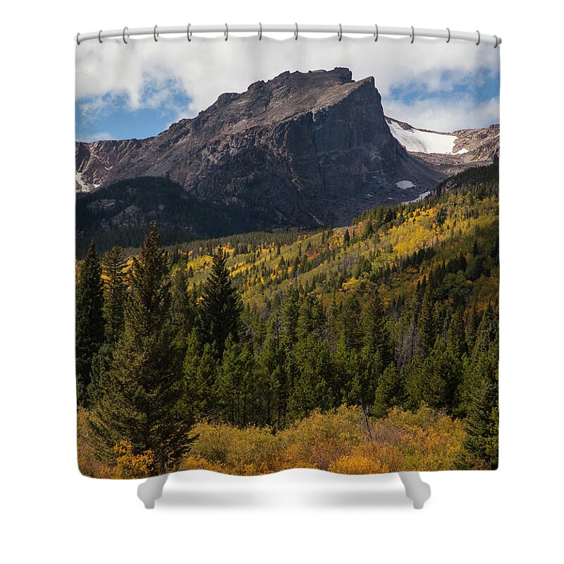 Hallett Peak Shower Curtain featuring the photograph Hallett Peak #1 by Timothy Johnson