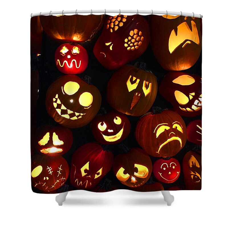Halloween Shower Curtain featuring the photograph Halloween Pumpkins #1 by Cristina Stefan