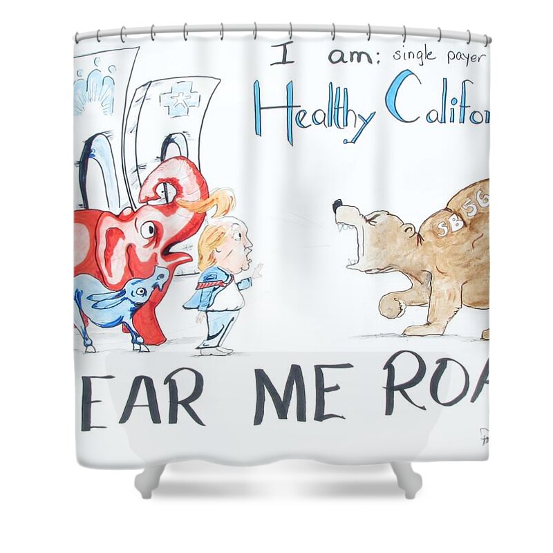 Sb 562 Shower Curtain featuring the drawing Hear Me Roar #1 by Patricia Kanzler