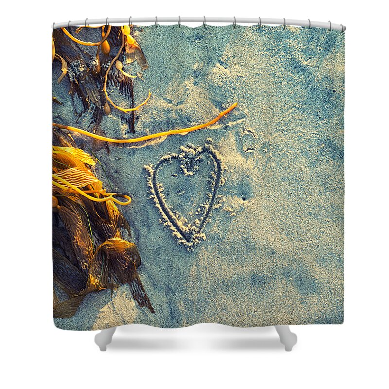 Heart Shower Curtain featuring the photograph Heart In The Sand by Joseph S Giacalone