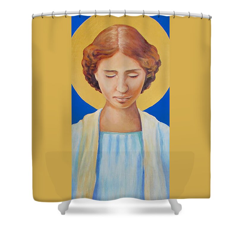Helen Keller Shower Curtain featuring the painting Helen Keller by Linda Ruiz-Lozito
