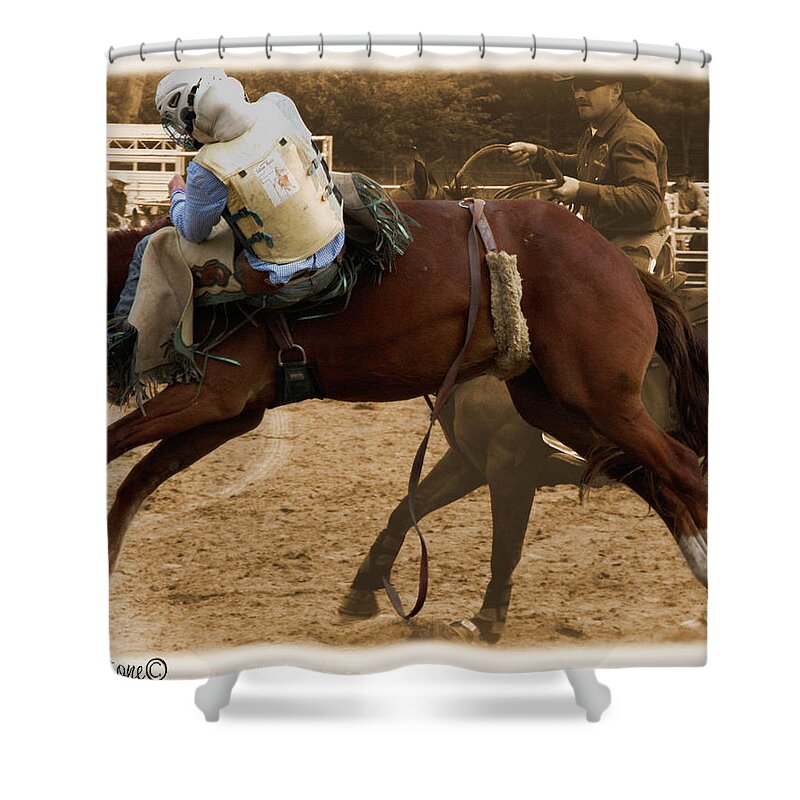 Sepia Shower Curtain featuring the photograph Helluva Rodeo-The Ride 6 by September Stone