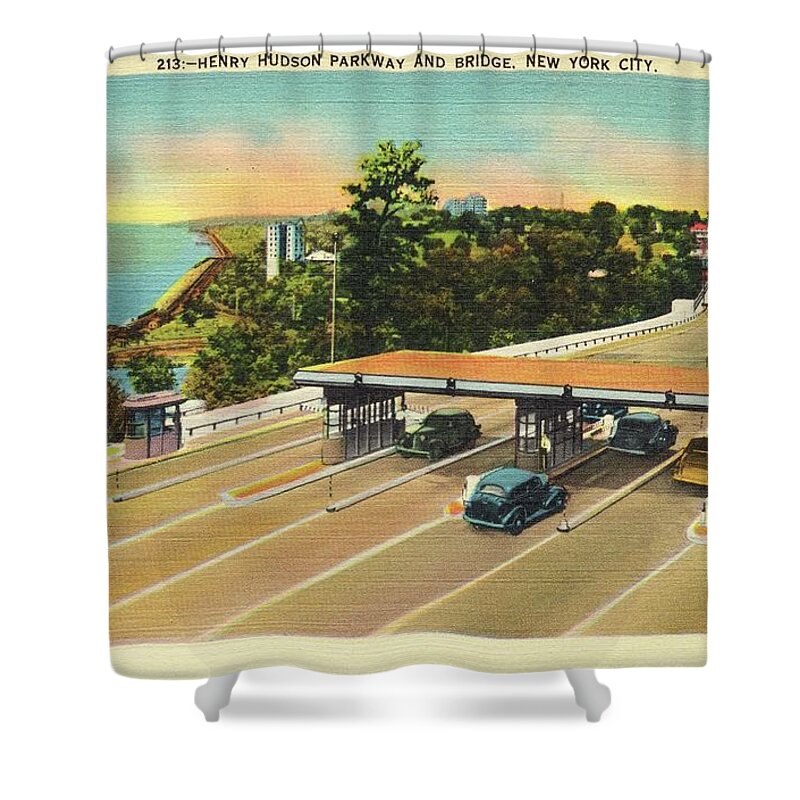 Postcard Shower Curtain featuring the photograph Henry Hudson Bridge Postcard #1 by Cole Thompson
