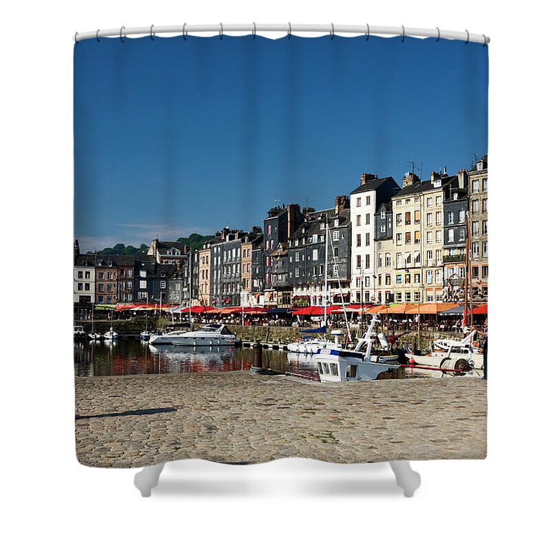 Vieux Bassin Shower Curtain featuring the photograph Honfleur Vieux Bassin #1 by Sally Weigand