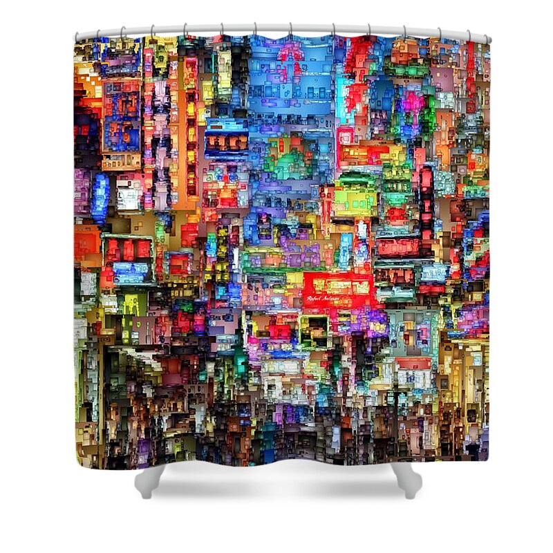 Rafael Salazar Shower Curtain featuring the digital art Hong Kong City Nightlife by Rafael Salazar