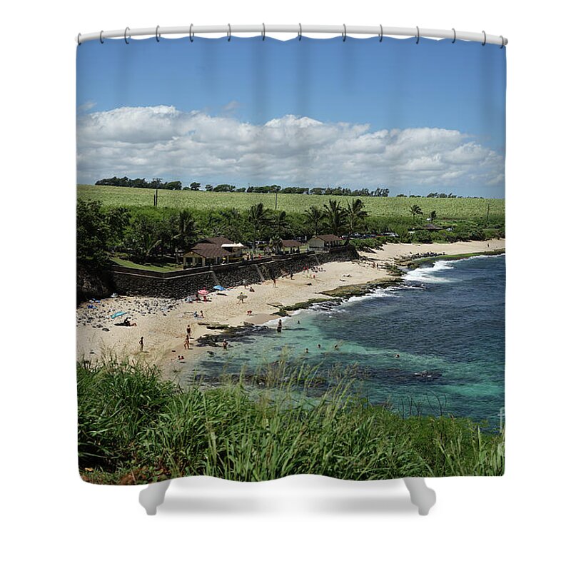 Hookipa Beach Shower Curtain featuring the photograph Ho'okipa Beach View from Ho'okipa Beach Park Hana Maui #1 by Peter Dang