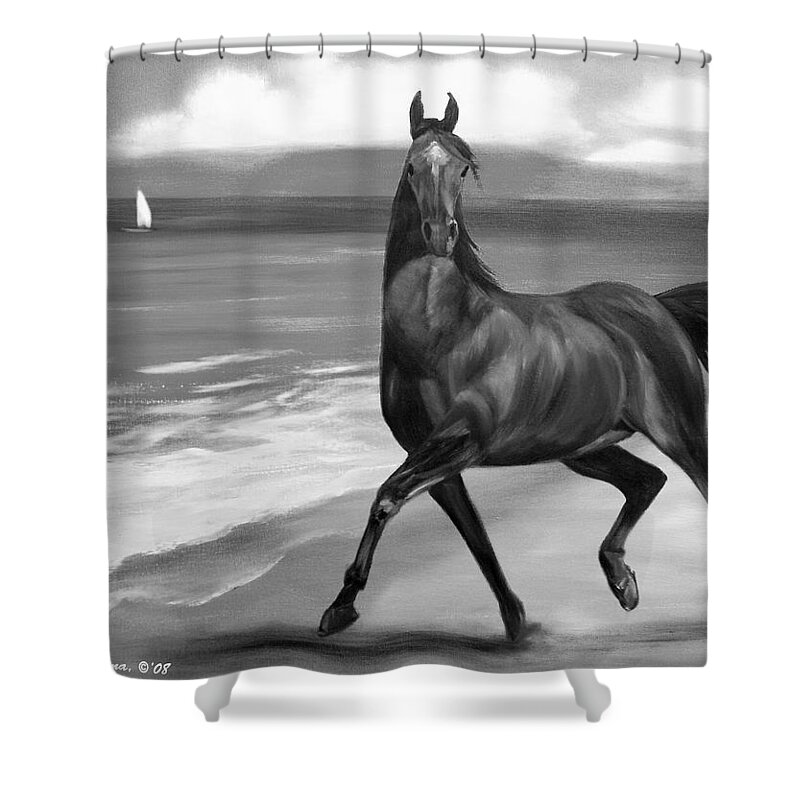 Horses Shower Curtain featuring the painting Horses in Paradise DANCE #1 by Gina De Gorna