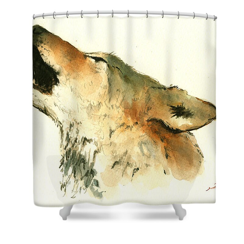 Wolf Art Shower Curtain featuring the painting Howling wolf by Juan Bosco