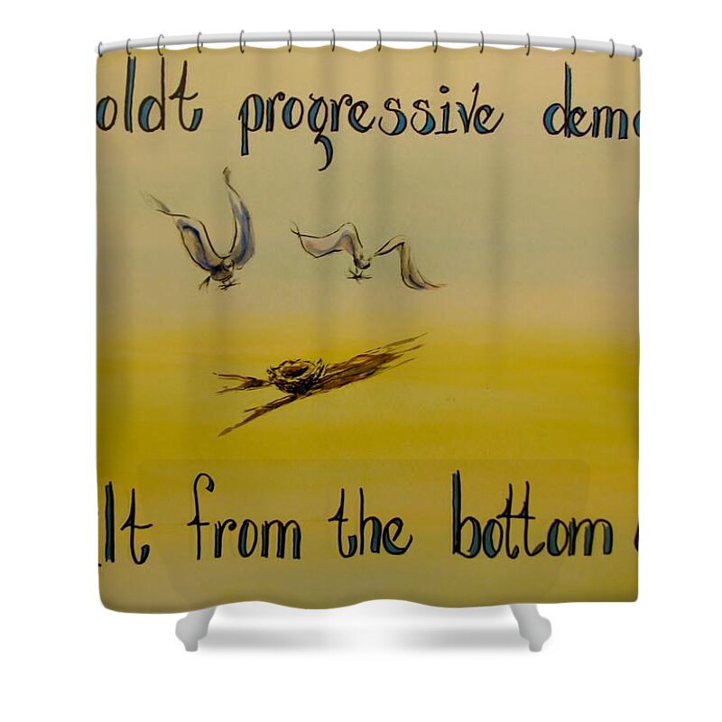 Humboldt Progressive Democrats Shower Curtain featuring the drawing Humboldt Progressive Democrats #1 by Patricia Kanzler