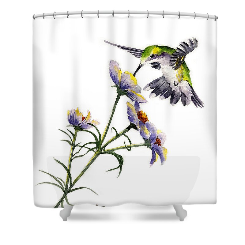 Hummingbird Shower Curtain featuring the painting Hummingbird by David Rogers