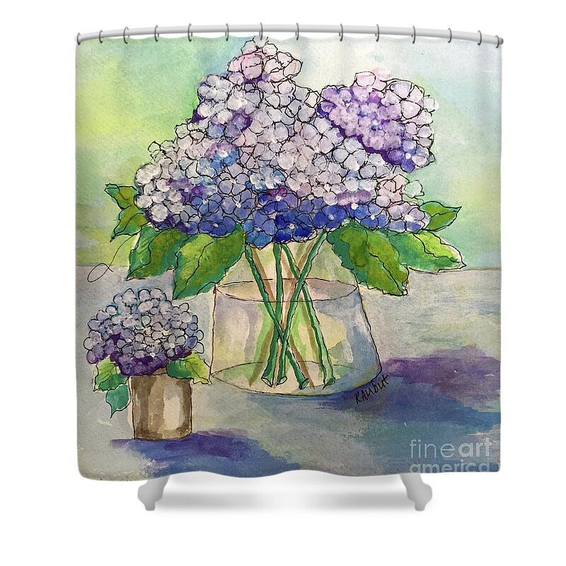 Hydrangea Shower Curtain featuring the painting Hydrangea #2 by Rosemary Aubut