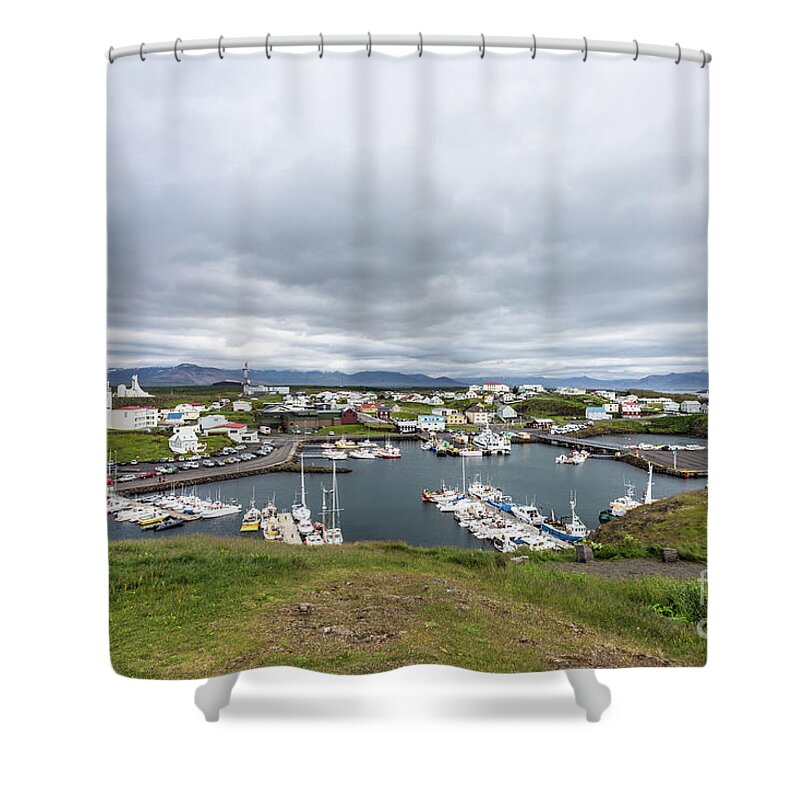 Coastline Shower Curtain featuring the photograph Iceland fisherman harbor #1 by Didier Marti