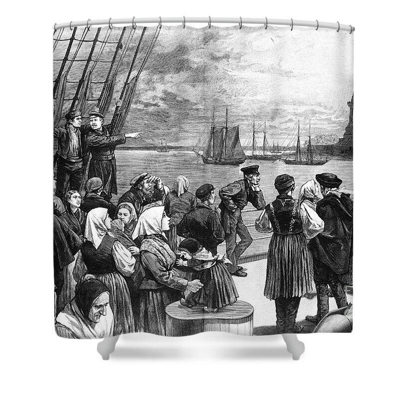 1887 Shower Curtain featuring the photograph Immigrants On Ship, 1887 #1 by Granger